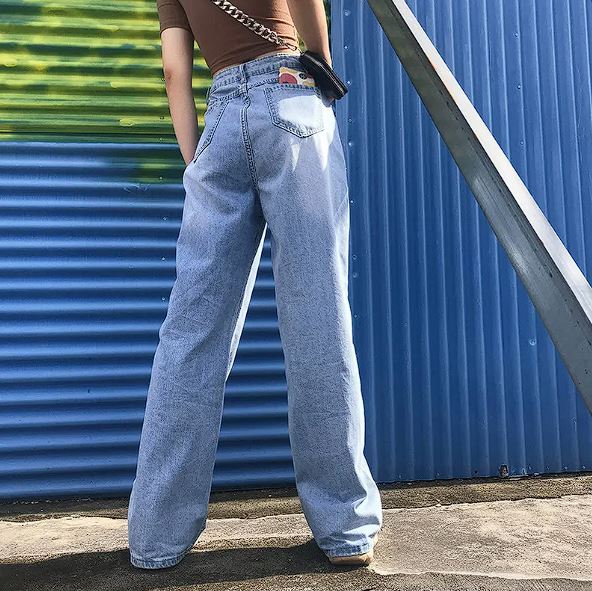 Dames High Waist Wide Leg Jeans