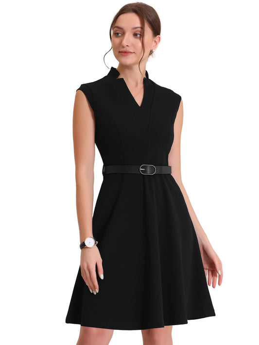 Fit & Flare-jurk met V-hals en ceintuur