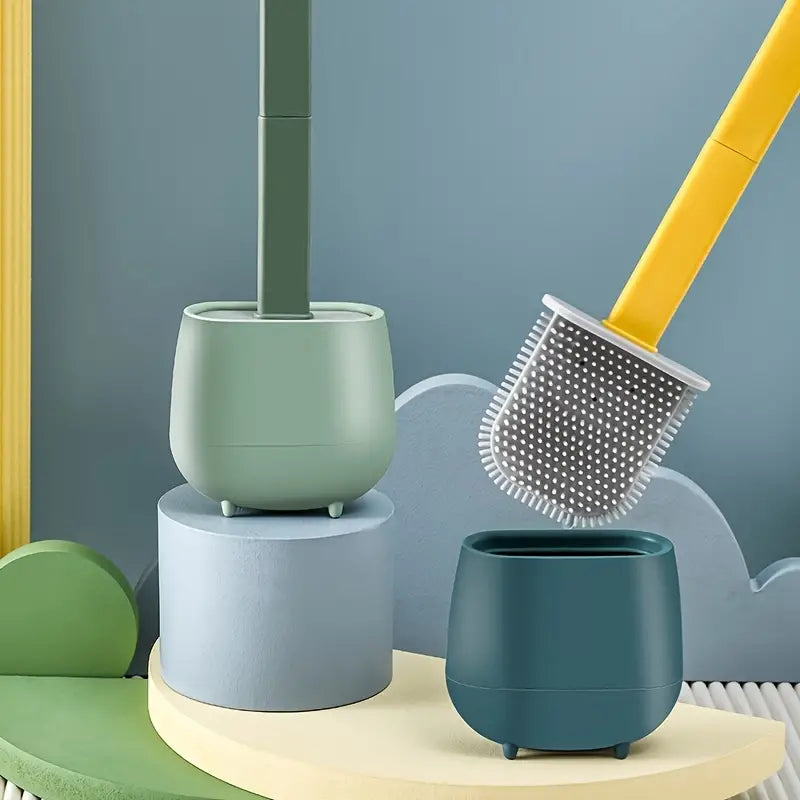 Retro siliconen toiletborstel en houder set (1 set)